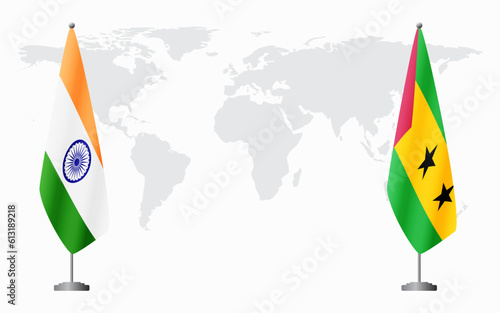 India and Sao Tome and Principe flags for official meeti