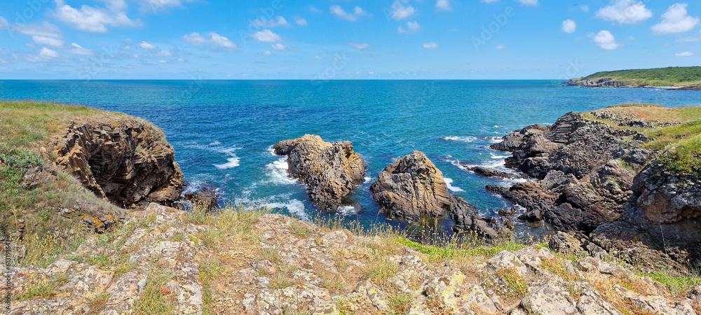 Picturesque rocky coast on the Listi Peninsula south of Sinemorets