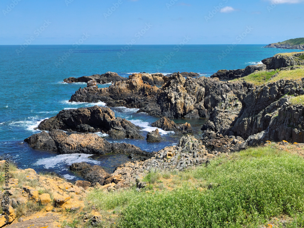 Picturesque rocky coast on the Listi Peninsula south of Sinemorets