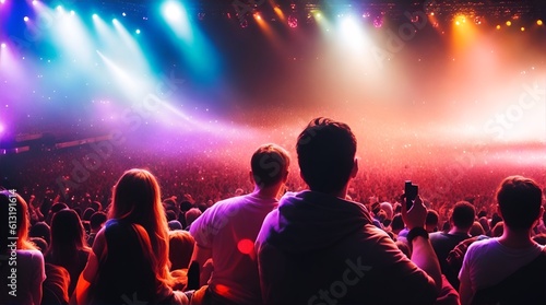 Crowd Watches Concert Under Bright Stage Lights photo