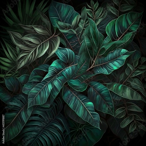Green leaves foliage, created with generative AI