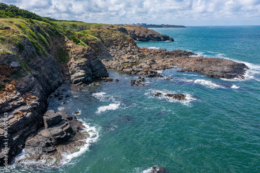 Picturesque rocky coast on the Listi Peninsula south of Sinemorets