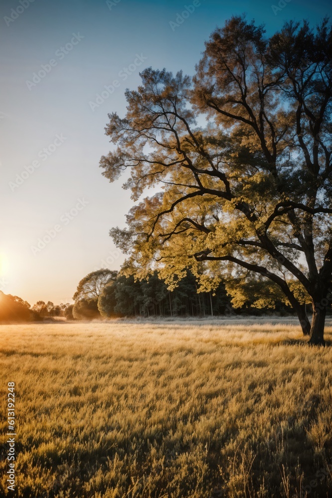 autumn forest in the morning, Generative AI