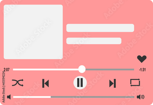 Music media player template vector design icon Illustation for music application. Isolated on Transparent Background