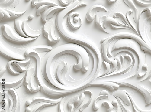 Patterns on the ceiling gypsum sheets of white flowers, plaster background - floral pattern, seamless pattern. Created with Generative AI technology.