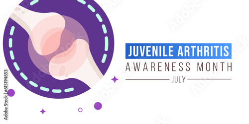 Juvenile Arthritis awareness month is observed every year in July. The most common symptoms of the disease are joint swelling, pain and stiffness. Vector illustration