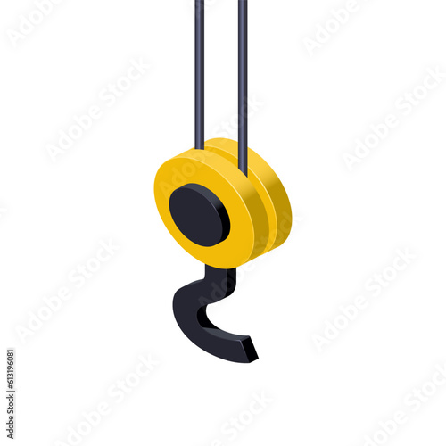 Crane hook design in isometric style for print and decoration. Vector illustration.