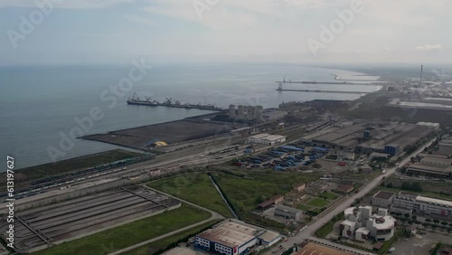 industrial site with aerial sea view
