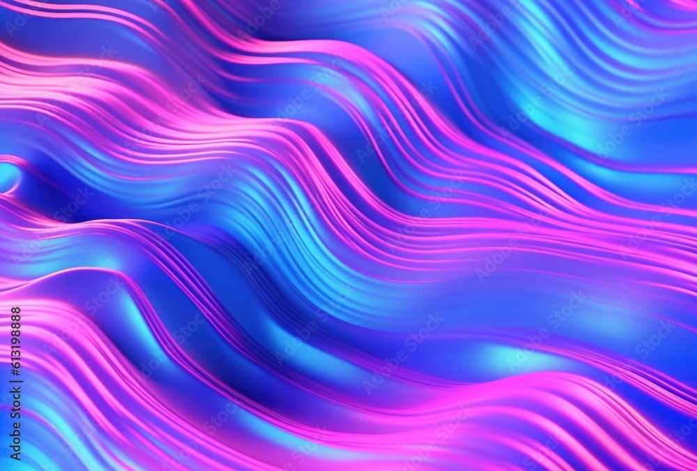 Abstract futuristic vibrant neon coloured waves texture background. Generated with AI technology.