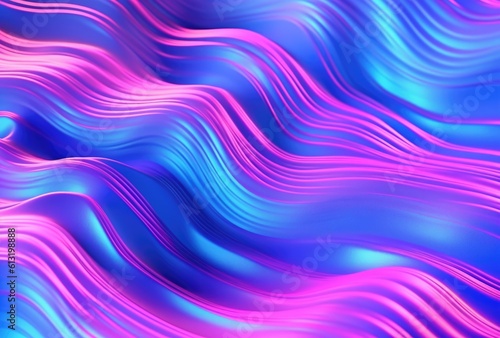 Abstract futuristic vibrant neon coloured waves texture background. Generated with AI technology.