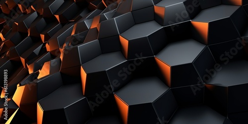 Gexagonal cube black digital background. Generative Ai photo