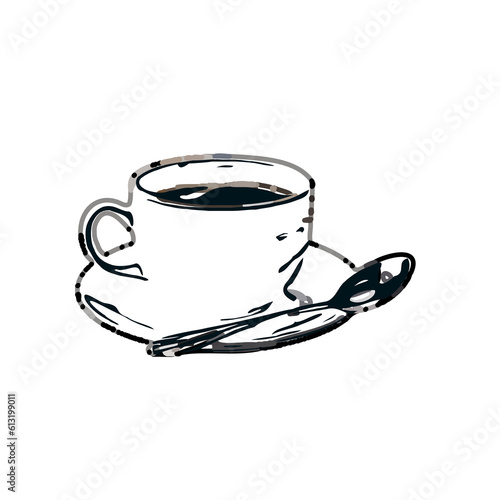 Coffee cup color sketch with a transparent background