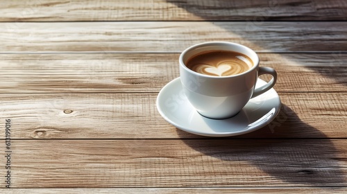 Une tasse de café posée sur une table