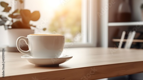 Une tasse de café posée sur une table photo