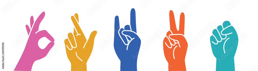 Human hands set. Different gestures Human hands set. Different gestures