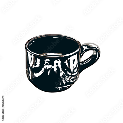Coffee cup color sketch with a transparent background