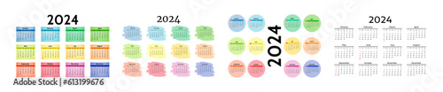Calendar for 2024 isolated on a white background