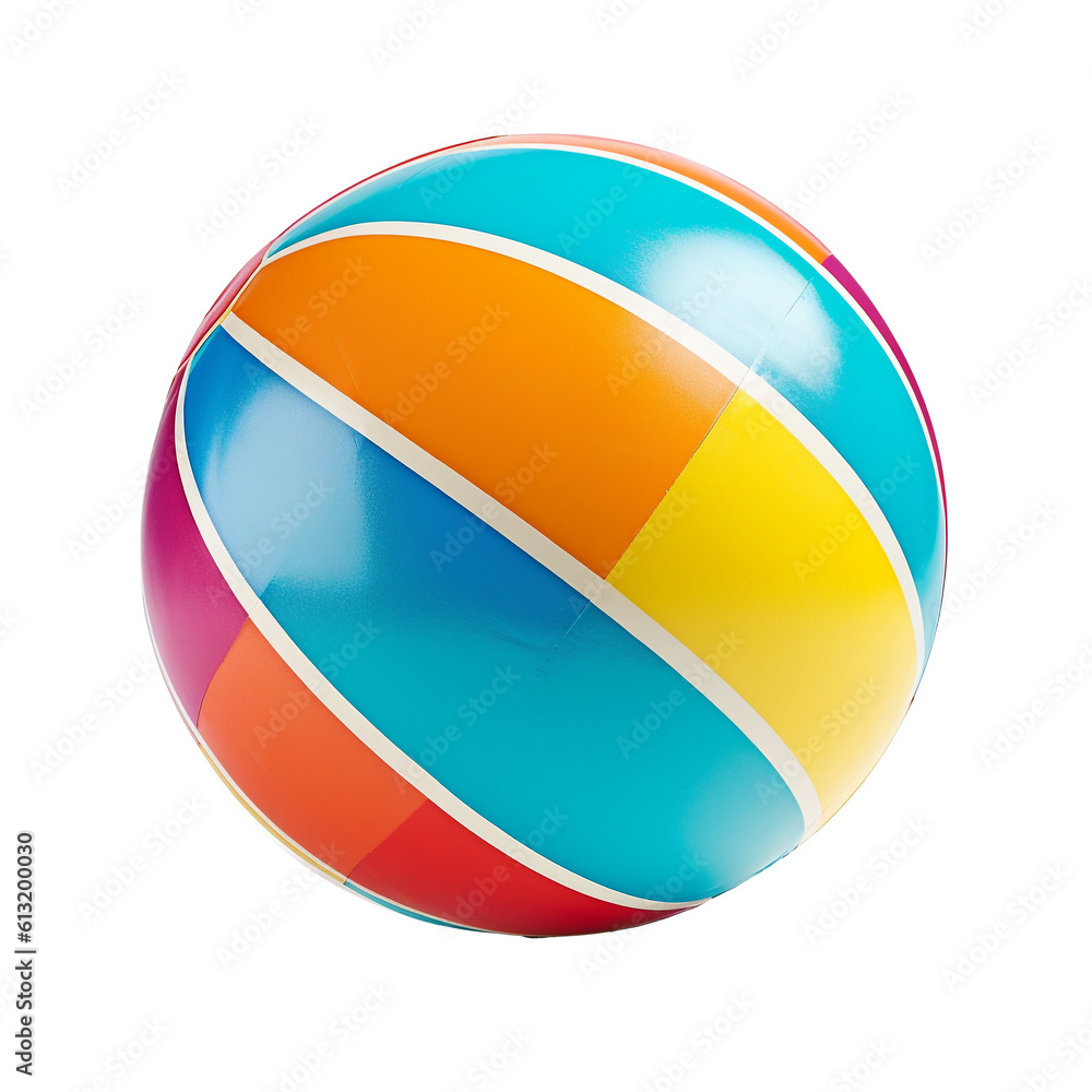 Beach ball isolated. 3D Illustration. generative ai Beach ball isolated. 3D Illustration. generative ai