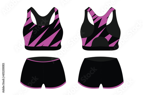 Sports bra underwear black and ping basic color vector specs