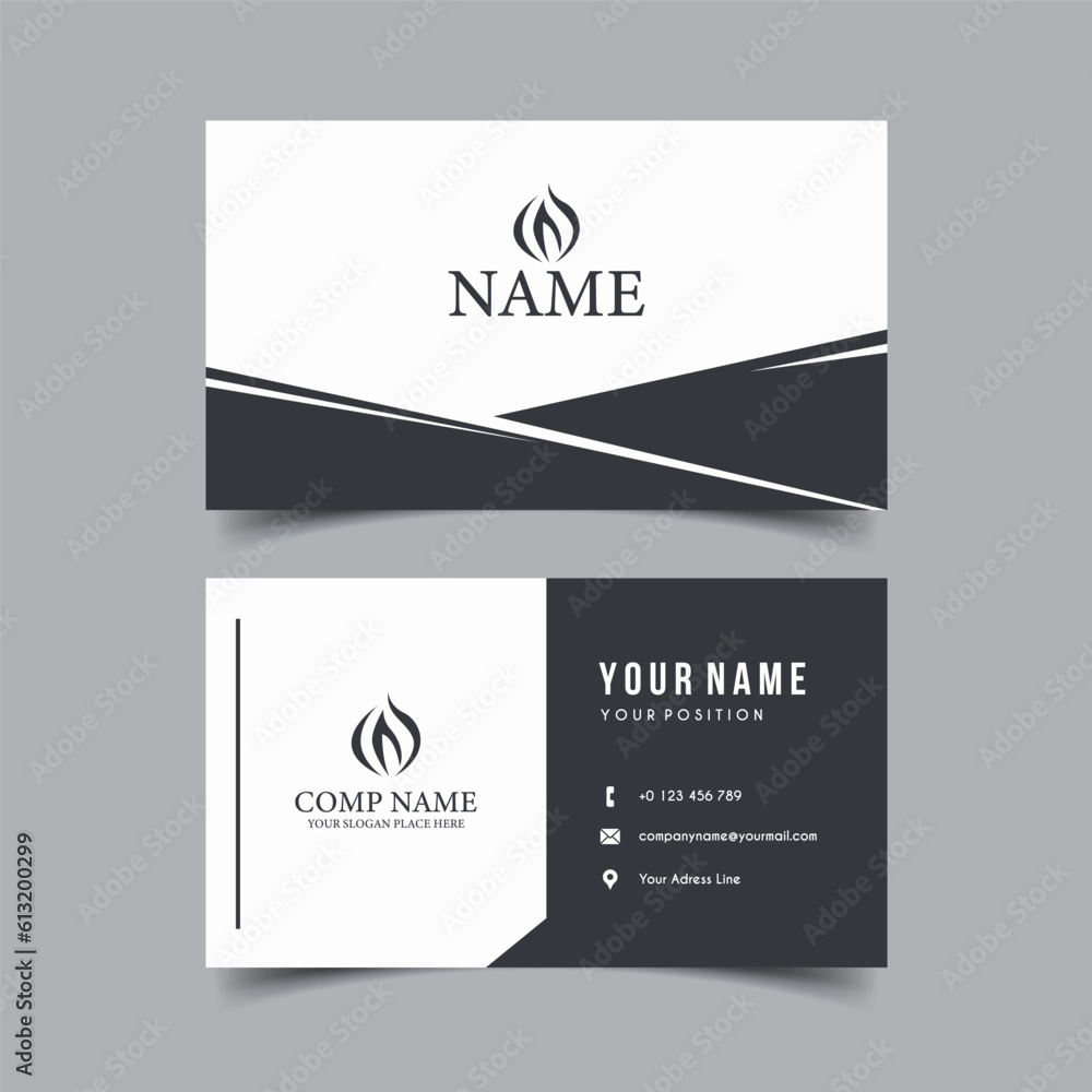 Vector Minimalist and Elegant Business Card Template with Black and White Color