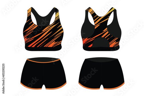 Sports bra underwear black and red basic color vector specification
