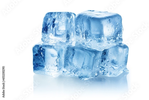 ice cubes isolated on white background. Generated by AI.