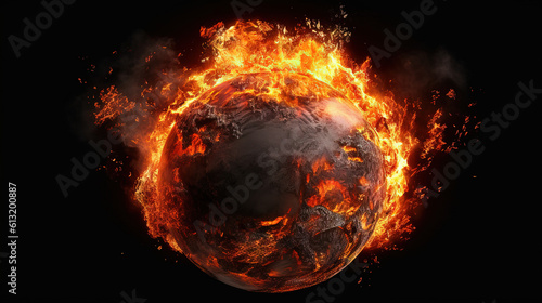 Climate change  global warming  Earth day  World Environment day 3D globe. A picture of the earth on fire with heat 