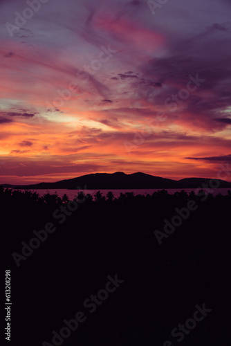 Wallpaper Mural Amazing sunset in Puerto Princesa, Palawan, with flaming red sky, sea and other islands of the archipelago in the background. Torontodigital.ca