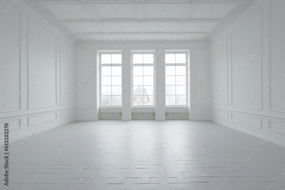 Empty white room interior Generative AI Empty white room interior Generative AI