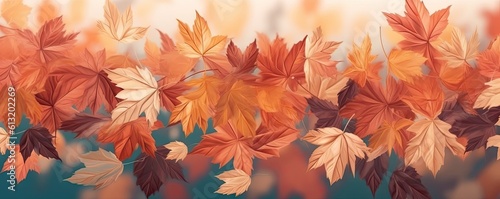 Abstract Background with Autumn Leaves in Rich Orange Generative AI illustrations