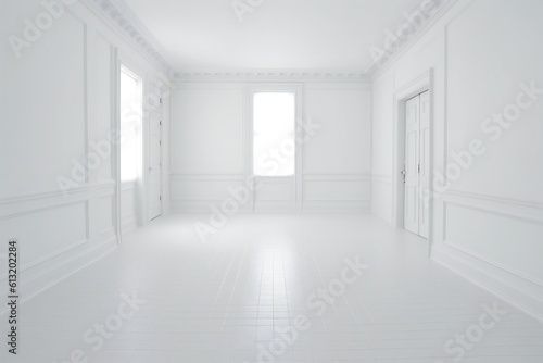 Empty white room interior Generative AI © LayerAce.com