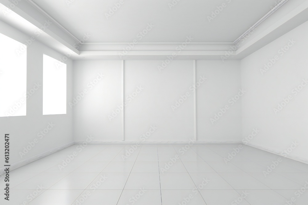 Empty white room interior Generative AI Empty white room interior Generative AI