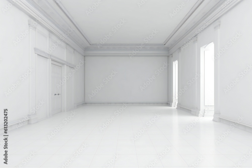 Empty white room interior Generative AI Empty white room interior Generative AI
