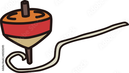 シンプルにデフォルメした独楽回しのイラスト