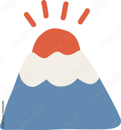 シンプルにデフォルメした富士山と太陽のイラスト