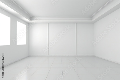 Empty white room interior Generative AI