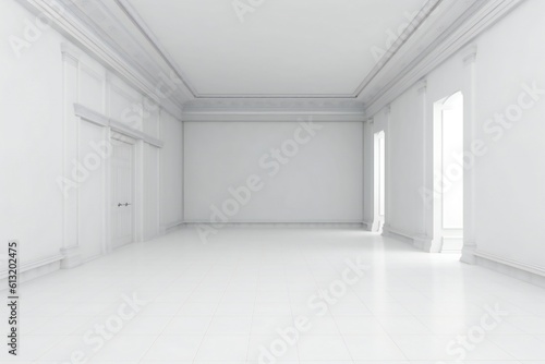 Empty white room interior Generative AI