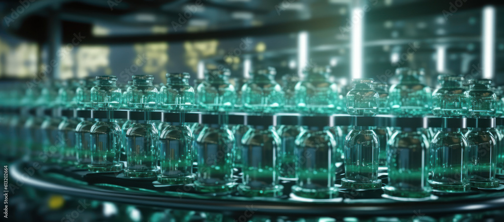 The Art of Manufacturing: Pharmaceutical Glass Bottles Production. Generative AI.