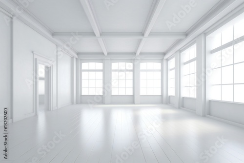 Empty white room interior Generative AI