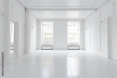 Empty white room interior Generative AI