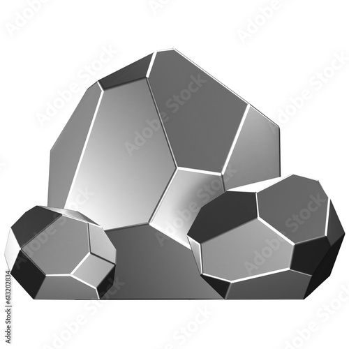 3d icon of some chunk nuggets of silver ore