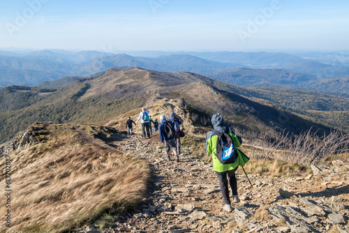 Fototapeta Naklejka Na Ścianę i Meble -  Tourists traffic in Bieszczady mountains, Poland