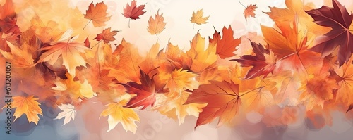 Abstract Background with Autumn Leaves in Rich Orange Generative AI illustrations