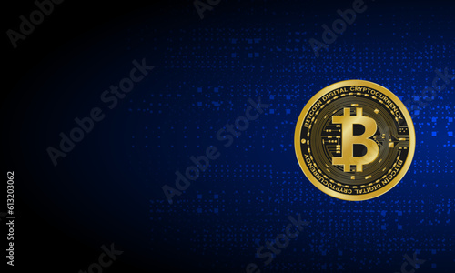 Golden bitcoin digital currency , futuristic digital money	
