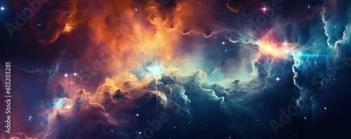 Stargazing Wonder: Colorful Universe Science Astronomy Background Wallpaper. Generative AI.