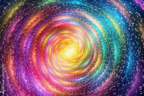 Iridescent sparkle rainbow fairy dust spiral swirl. AI generative