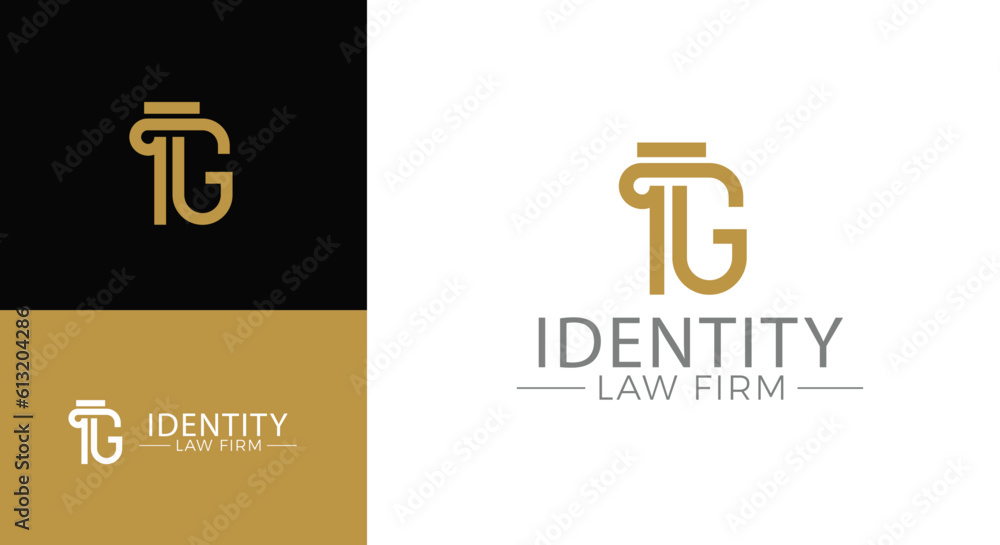 Vector greek column letter G logo design for lawyer business identity.
