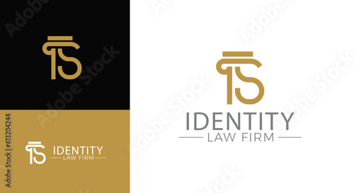 Vector greek column letter S logo design for lawyer business identity.
