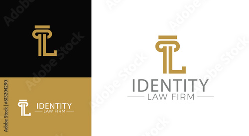 Vector greek column letter L logo design for lawyer business identity.