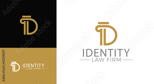 Vector greek column letter D logo design for lawyer business identity.